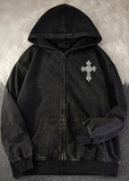 Angel Wing Vintage Zip Hoodie