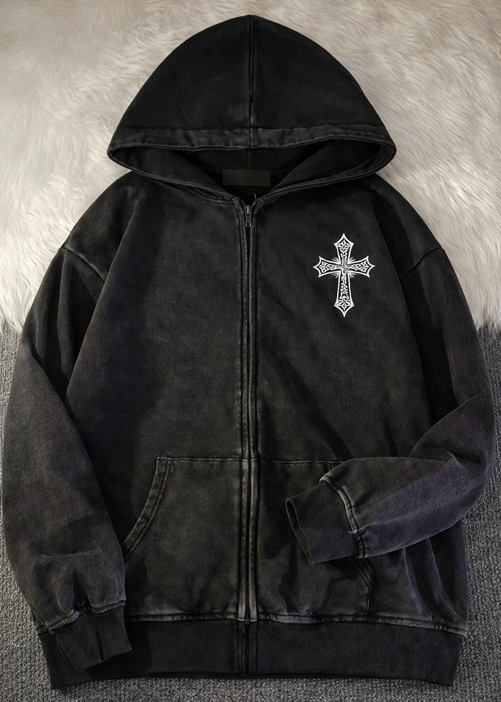 Angel Wing Vintage Zip Hoodie