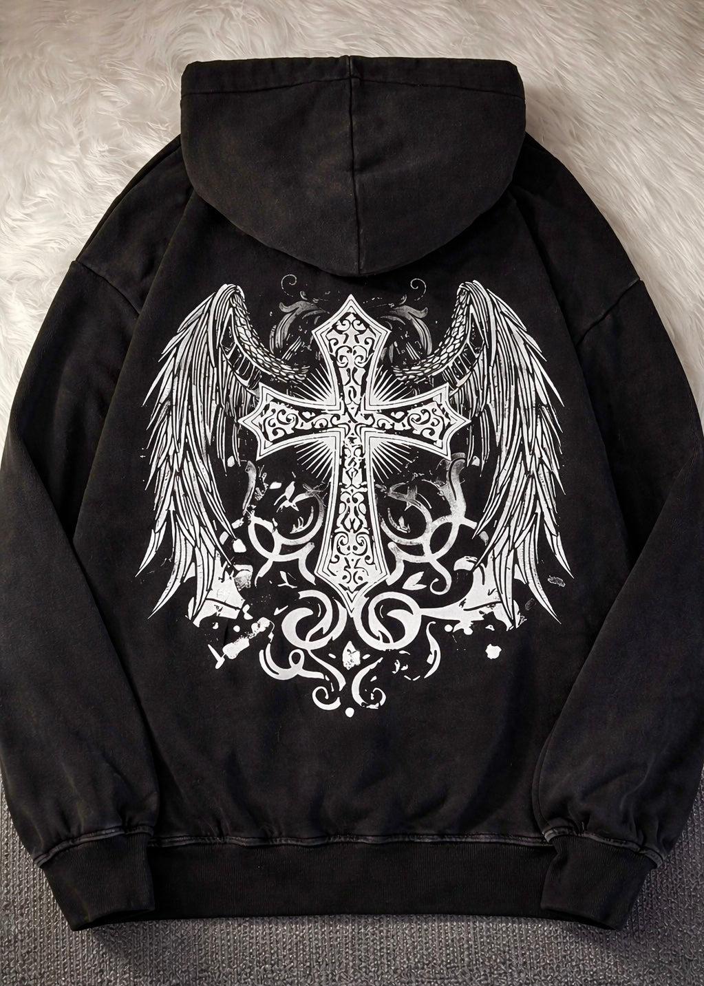 Angel Wing Vintage Zip Hoodie